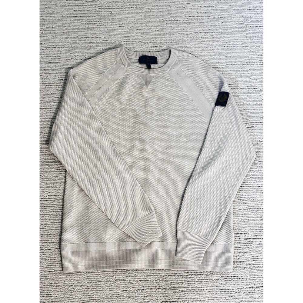 BELSTAFF Men’s M Cotton Silk Cream Sweater Light Academia Fisherman Capsule